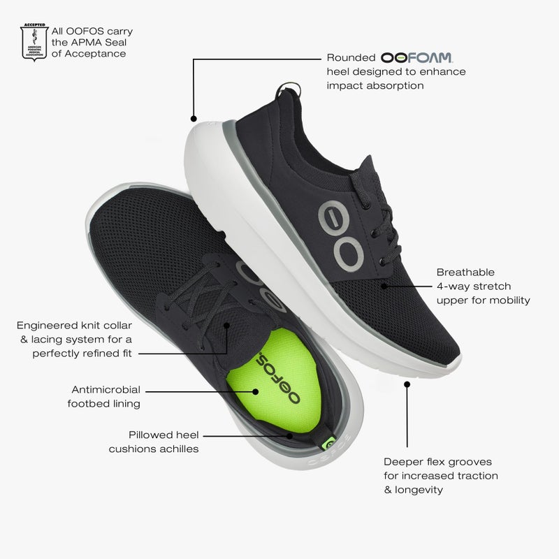 OOFOS OOmy Stride Recovery Shoe, White & Black - Menâ€™s Size 9 - Image 5