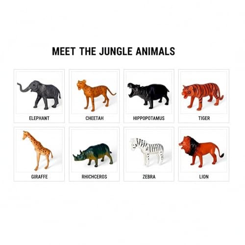 SHAKTISM Animal Toy Set, 8 Pieces Wild Jungle Animal Figures, Educational Plastic Toys for Boys & Girls, 3+ Years - Image 2