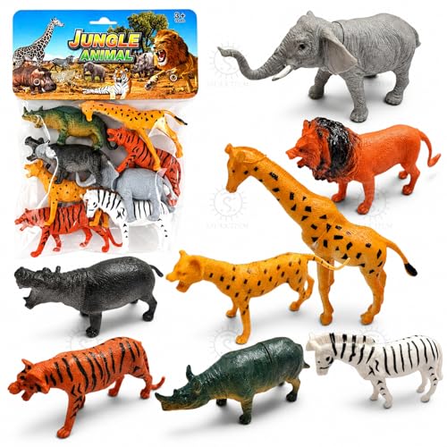 SHAKTISM Animal Toy Set, 8 Pieces Wild Jungle Animal Figures, Educational Plastic Toys for Boys & Girls, 3+ Years - Image 1
