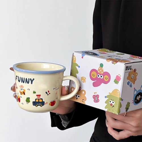 Spooky Bear Ceramic Mug – 375ml Cartoon Coffee & Tea Cup with Handle – Colorful Breakfast Cup for Kids, Women, Men – Fun Gift for Birthday, Christmas, Valentine's Day & More (Blue) - Image 1