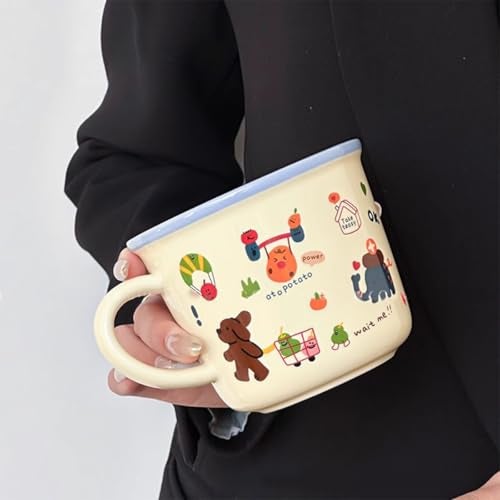 Spooky Bear Ceramic Mug – 375ml Cartoon Coffee & Tea Cup with Handle – Colorful Breakfast Cup for Kids, Women, Men – Fun Gift for Birthday, Christmas, Valentine's Day & More (Blue) - Image 4