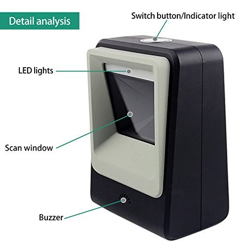 symcode 2D QR Barcode Scanner,Symcode Omnidirectional Hands-Free USB Automatic Barcode Reader for Mobile Payment Computer Screen Scan - Image 5