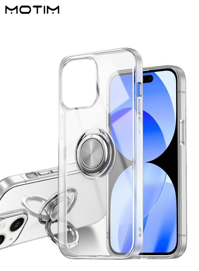 Motim Crystal Clear iPhone 15 Case with 360°Ring Holder Kickstand Transparent Slim Lightweight Phone Case Anti Yellowing Flexible Drop Protection Bumper Cover 6.1 inch  - Image 1