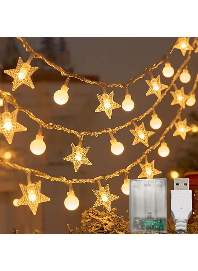 The Bros Fairy Lights, LED strings, Ramadan curtain lights with stars and bubble LED lights, indoor and outdoor LED decorative strings with USB + b battery-powered bedroom, 10 meters, weddings, parties - Image 1