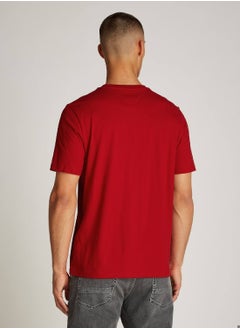 TOMMY HILFIGER Men's Logo Crewneck T-shirt - Cotton, Red  - Image 3