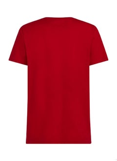 TOMMY HILFIGER Men's Logo Crewneck T-shirt - Cotton, Red  - Image 4