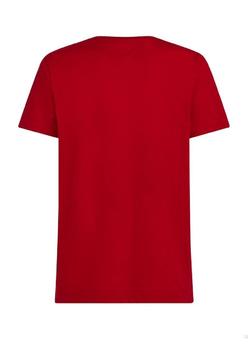 TOMMY HILFIGER Men's Logo Crewneck T-shirt - Cotton, Red  - Image 4