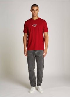TOMMY HILFIGER Men's Logo Crewneck T-shirt - Cotton, Red  - Image 2
