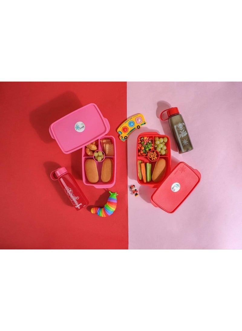 Flower Lunch Box with Interior Dividers, Dishwasher Safe, Microwave Safe, 1Liter (Pink) - Image 3