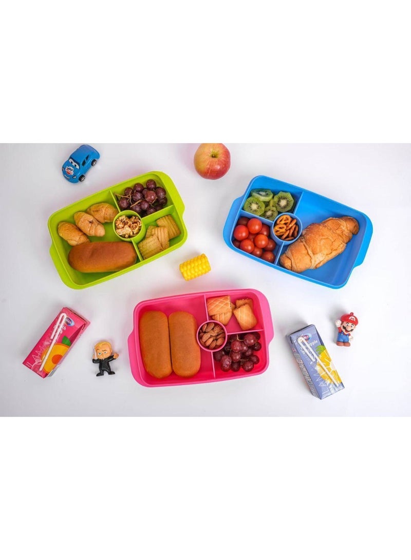 Flower Lunch Box with Interior Dividers, Dishwasher Safe, Microwave Safe, 1Liter (Pink) - Image 4