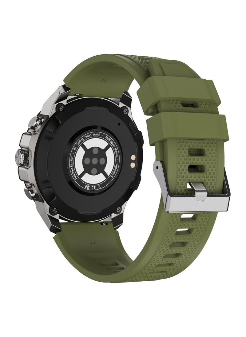 سويس ميليتري ساعة ذكية سويسرية عسكرية دوم5 1.43 " أمولد ، اتصال بلوتوث ، تتبع الصحة واللياقة البدنية ، آي بي 68 ، شحن لاسلكي - إطار فضي وحزام أخضر - Image 3