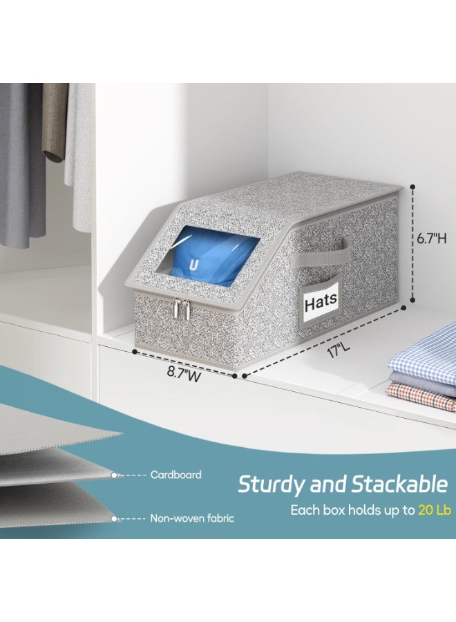 MileMelo Stackable Hat Storage for Baseball Caps, Holds up to 36 Caps Cap Organizer for Closet, Sturdy Hat Boxes for Men with Cardboard, Grey - Image 2