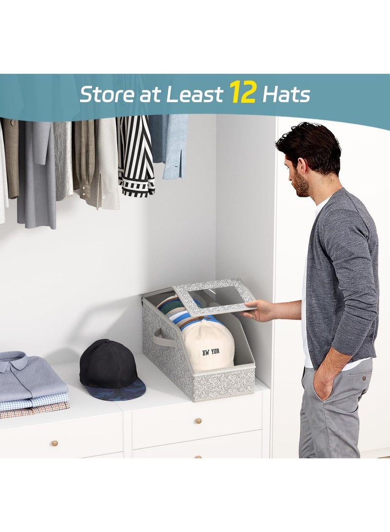MileMelo Stackable Hat Storage for Baseball Caps, Holds up to 36 Caps Cap Organizer for Closet, Sturdy Hat Boxes for Men with Cardboard, Grey - Image 3