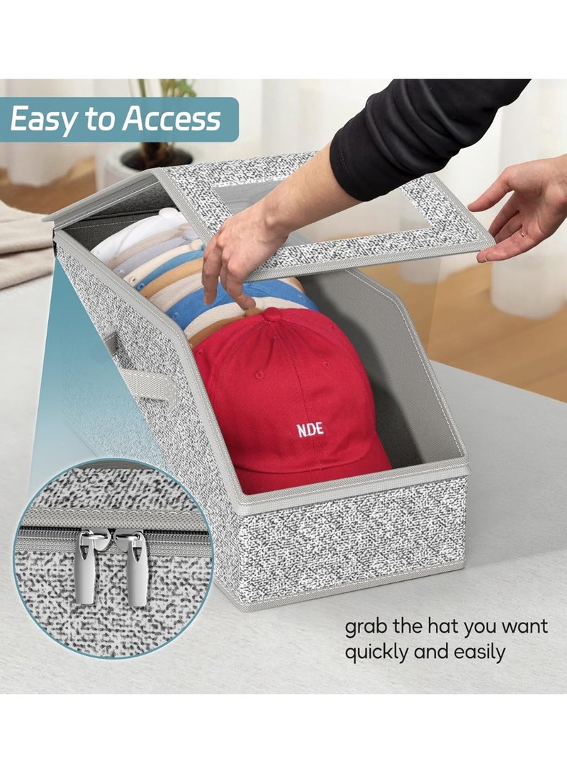 MileMelo Stackable Hat Storage for Baseball Caps, Holds up to 36 Caps Cap Organizer for Closet, Sturdy Hat Boxes for Men with Cardboard, Grey - Image 4