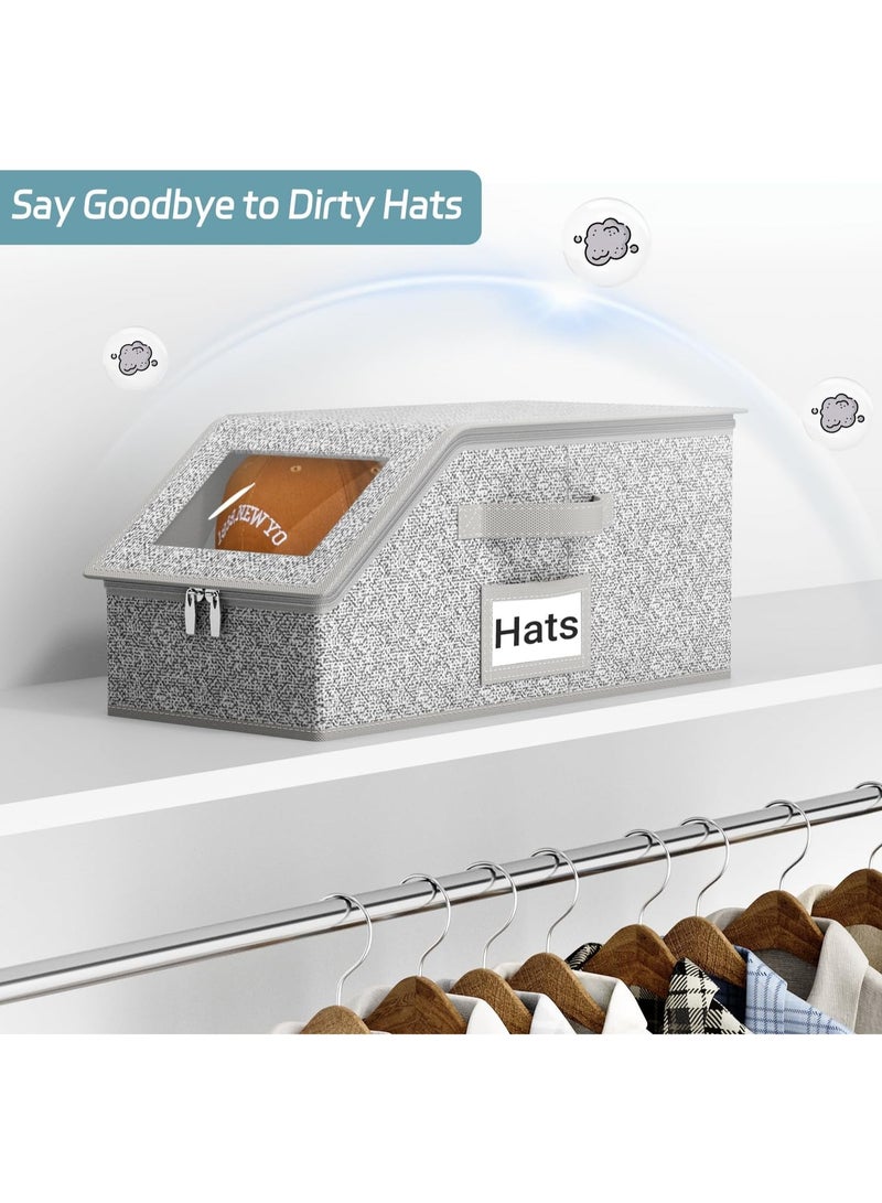 MileMelo Stackable Hat Storage for Baseball Caps, Holds up to 36 Caps Cap Organizer for Closet, Sturdy Hat Boxes for Men with Cardboard, Grey - Image 5