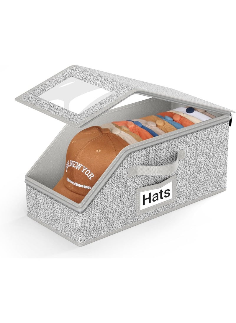 MileMelo Stackable Hat Storage for Baseball Caps, Holds up to 36 Caps Cap Organizer for Closet, Sturdy Hat Boxes for Men with Cardboard, Grey - Image 1