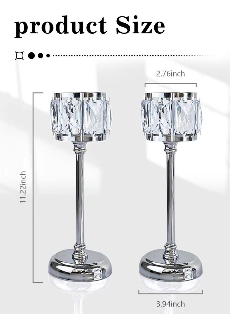 ليوكور 2 قطعة من حامل الشموع الصغيرة الكريستالية على شكل وعاء، حامل الشموع النذري باللون الفضي - Image 4