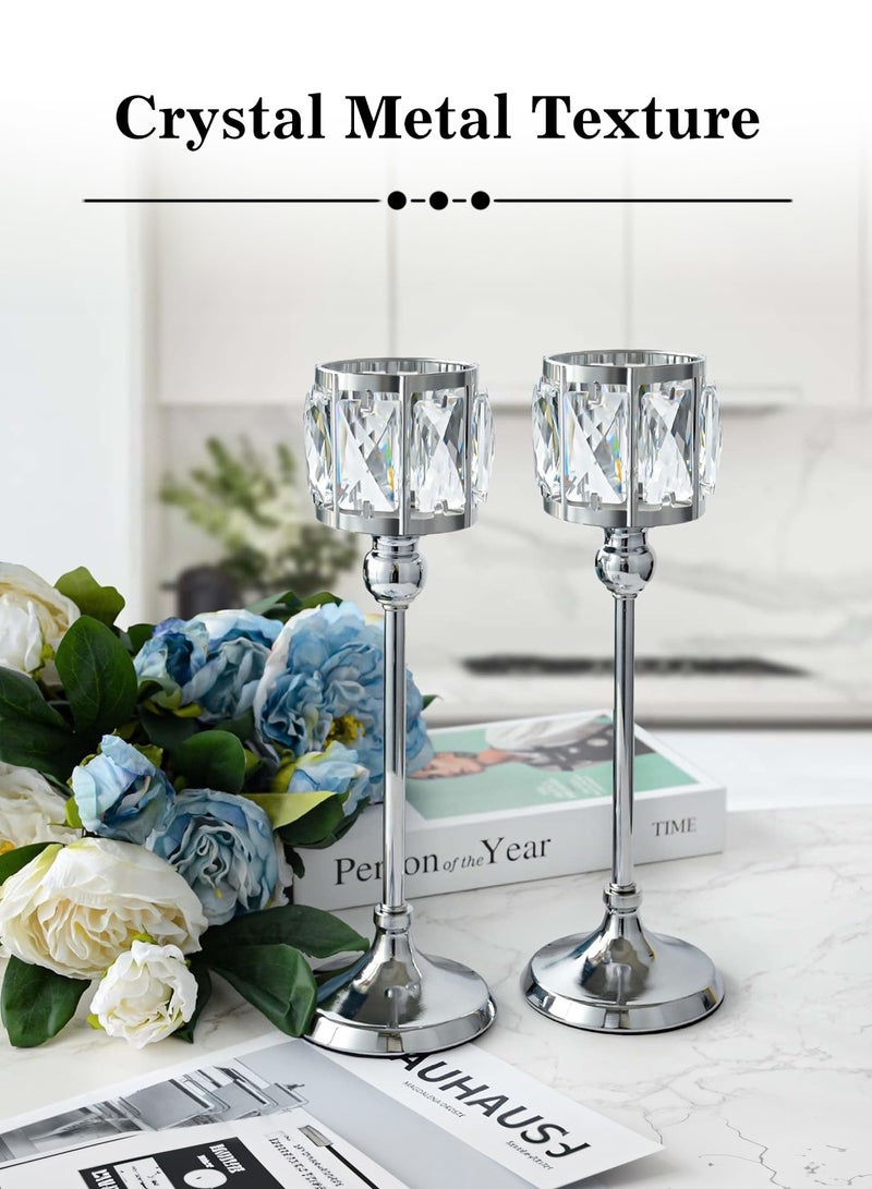 ليوكور 2 قطعة من حامل الشموع الصغيرة الكريستالية على شكل وعاء، حامل الشموع النذري باللون الفضي - Image 5