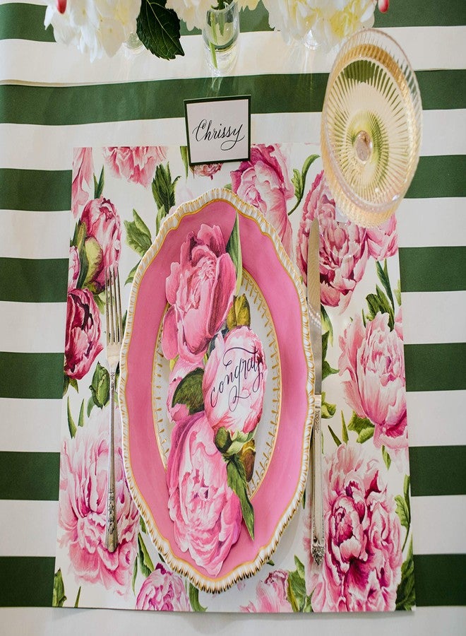 Hester & Cook Disposable Paper Placemats for Dining Table - Peonies Flower Square Place Mats for Parties - 18 Sheets Per Pad American Made - Image 2