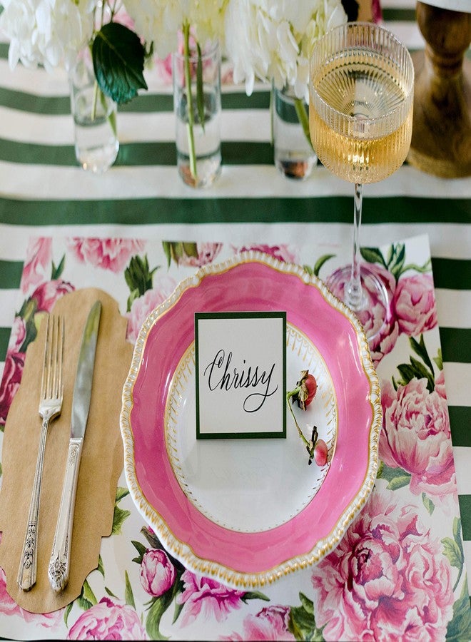 Hester & Cook Disposable Paper Placemats for Dining Table - Peonies Flower Square Place Mats for Parties - 18 Sheets Per Pad American Made - Image 3