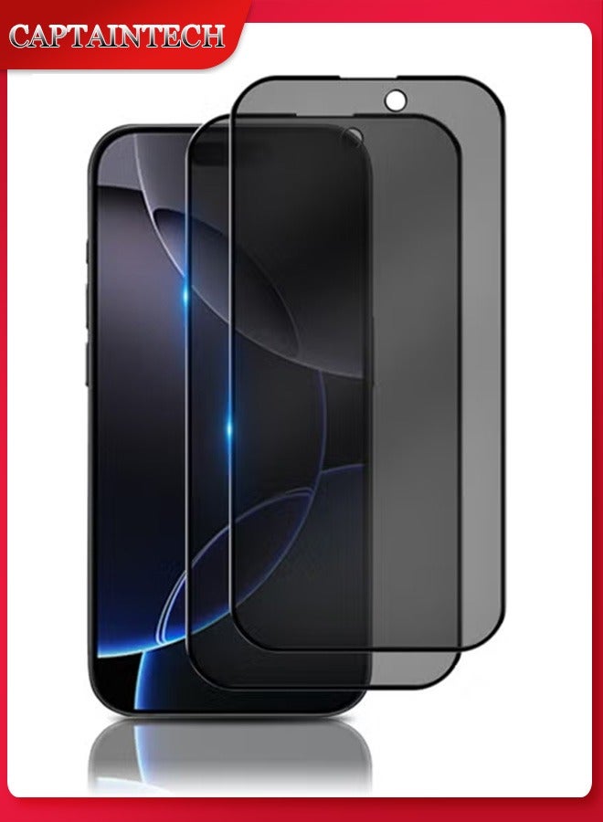 Captaintech 2 Pack iPhone 16 Pro Privacy Screen Protector (6.3 Inch)Anti-Scratch, 9H Hardness Tempered Glass - Image 1