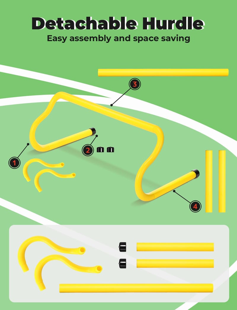 GHB 5 Pack 8" Agility Hurdles Speed Agility Training Hurdles, Detachable Sturdy Hurdles Training Equipment Set with Carry Bag for Kids,Athletes,Soccer,Basketball - Image 2