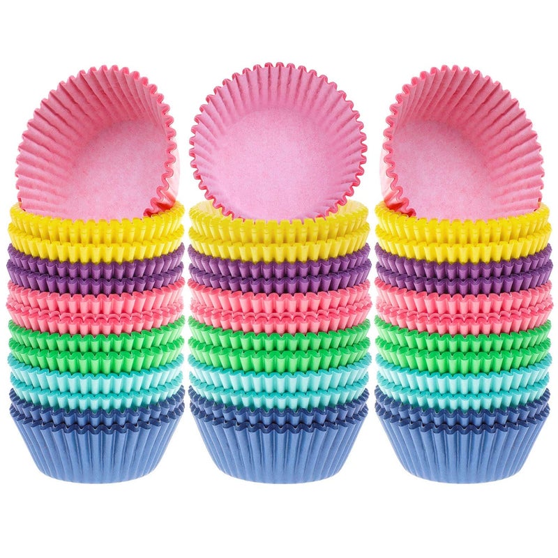 Selizo 600 Pcs Cupcake Liners Cupcake Wrappers Cupcake Paper Baking Cups for Cake Balls Muffins Cupcakes and Candies Assorted Bright Colors