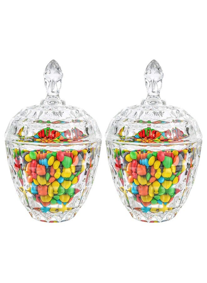 ComSaf Glass Candy Dish with Lid, 9OZ Small Candy Jars with lid for Office Desk, Covered Candy Dish for Office Desk, Decorative Cute Glass Jar, Jewelry Box for Wedding Party Buffet Decor, Set of 2 - Image 1