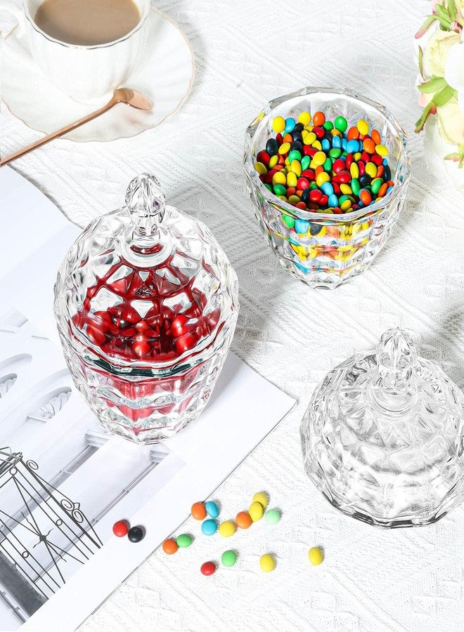 ComSaf Glass Candy Dish with Lid, 9OZ Small Candy Jars with lid for Office Desk, Covered Candy Dish for Office Desk, Decorative Cute Glass Jar, Jewelry Box for Wedding Party Buffet Decor, Set of 2 - Image 2