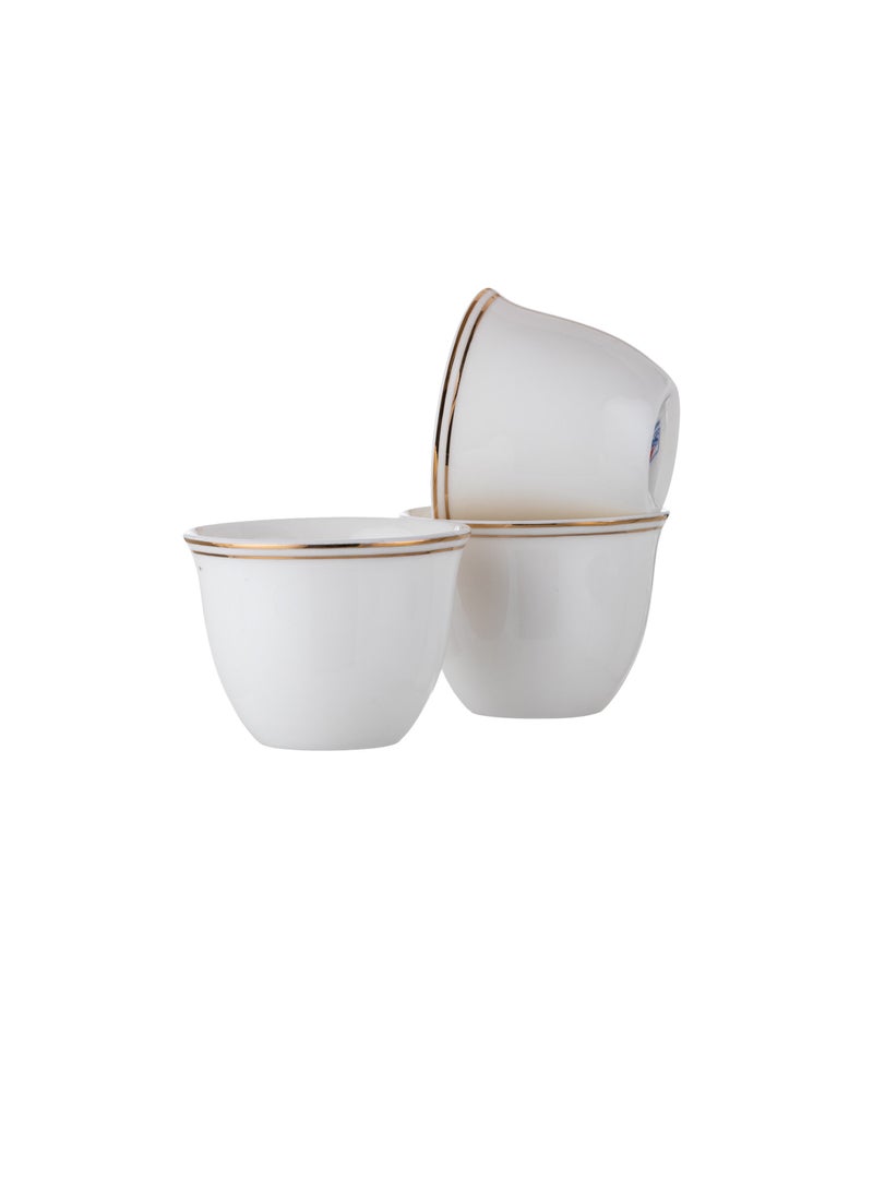 Safa A set of 12 pieces of Saudi coffee cups, made of porcelain with a golden line - Image 2