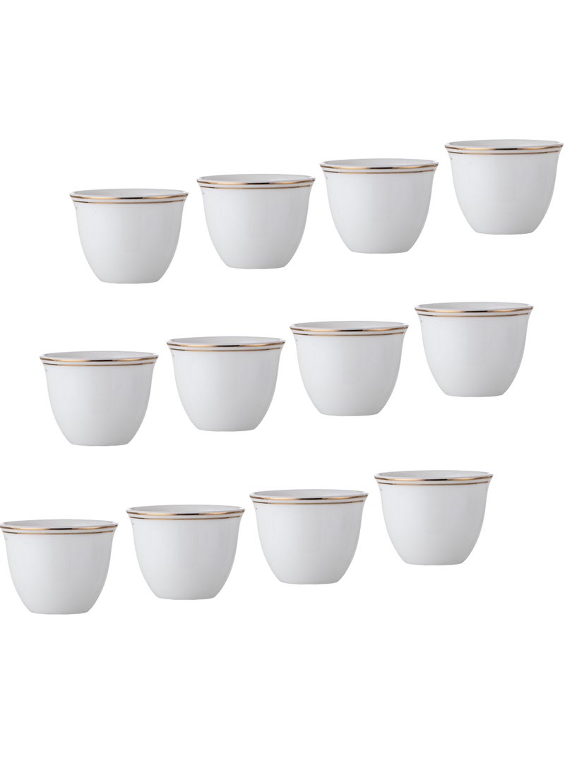 Safa A set of 12 pieces of Saudi coffee cups, made of porcelain with a golden line - Image 1