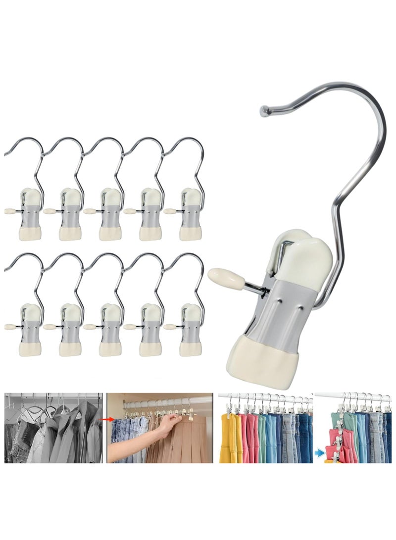 BenQuand Hanger Clips for Closet, 10Pcs Hanging Hooks for Laundry, Towel Clips Boot Organizer for Home and Travel, Clothespins Clip Hangers for Pants Hats Socks Gloves, Strong Flocked Hangers for Dresses, Coats, Shirts, Jackets  - Image 1