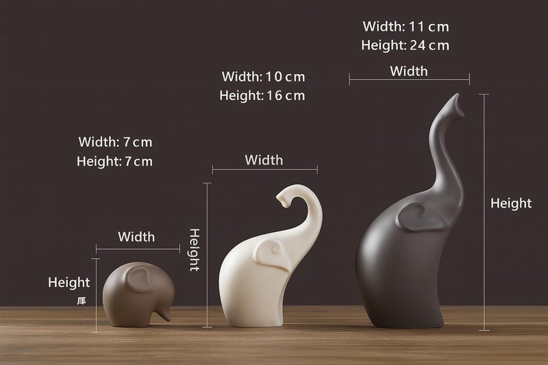 SRJANA Home Décor Elephant Family Matte Finish Ceramic Figurines - (Set of 3, Matte Brown) - Image 3