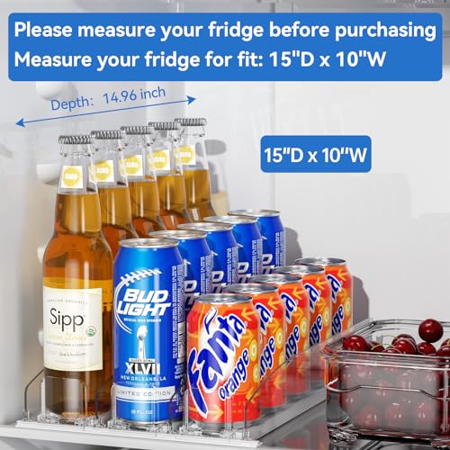 Ndola Drink Organizer for Fridge - [Stabilize-Speed Damper] Automatic Pusher Glide Soda Drink Can Dispenser Beverage Organizer for Refrigerator 14.96" D, Adjustable for 6-20oz - Image 2