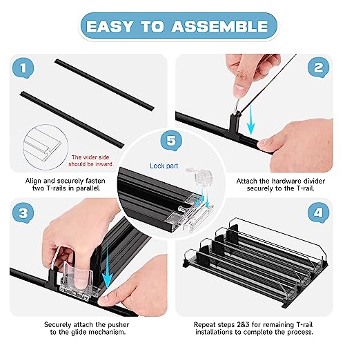 Ndola Drink Organizer for Fridge - [Stabilize-Speed Damper] Automatic Pusher Glide Soda Drink Can Dispenser Beverage Organizer for Refrigerator 14.96" D, Adjustable for 6-20oz - Image 4