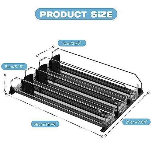 Ndola Drink Organizer for Fridge - [Stabilize-Speed Damper] Automatic Pusher Glide Soda Drink Can Dispenser Beverage Organizer for Refrigerator 14.96" D, Adjustable for 6-20oz - Image 3