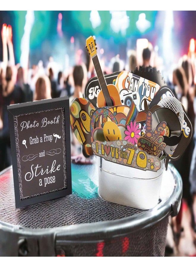 Outside The Booth 70s Photo Booth Props - 41-pc Disco Photo Booth Kit with 8 x 10-Inch Sign, 60 Adhesive Pads, 45 Sticks - Disco Photo Booth Props - 70's Party Props - 70s Decorations - Image 5
