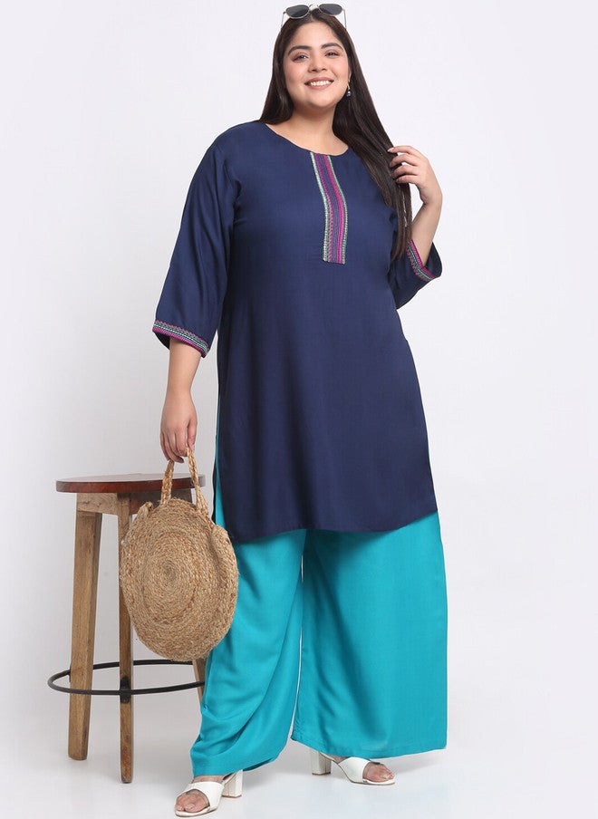 Trend Level Plus Size Flared Ethnic Palazzos - Image 4