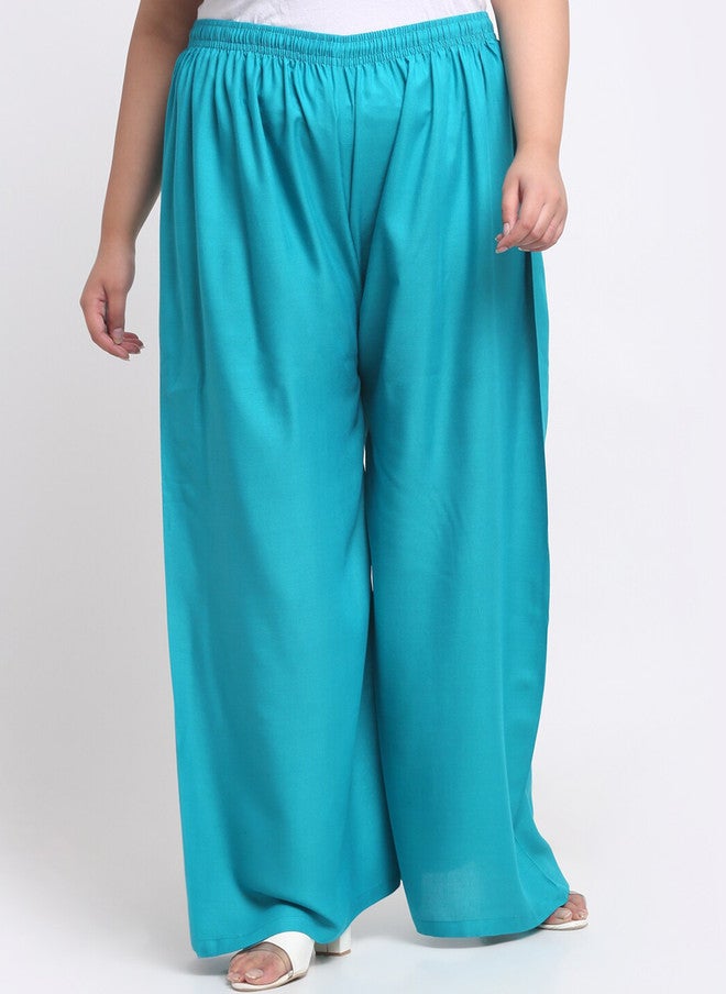 Trend Level Plus Size Flared Ethnic Palazzos - Image 1