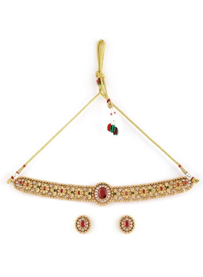 Rubans 24K Gold Plated Handcrafted Intricate Choker Jewellery Set For Women - Image 1