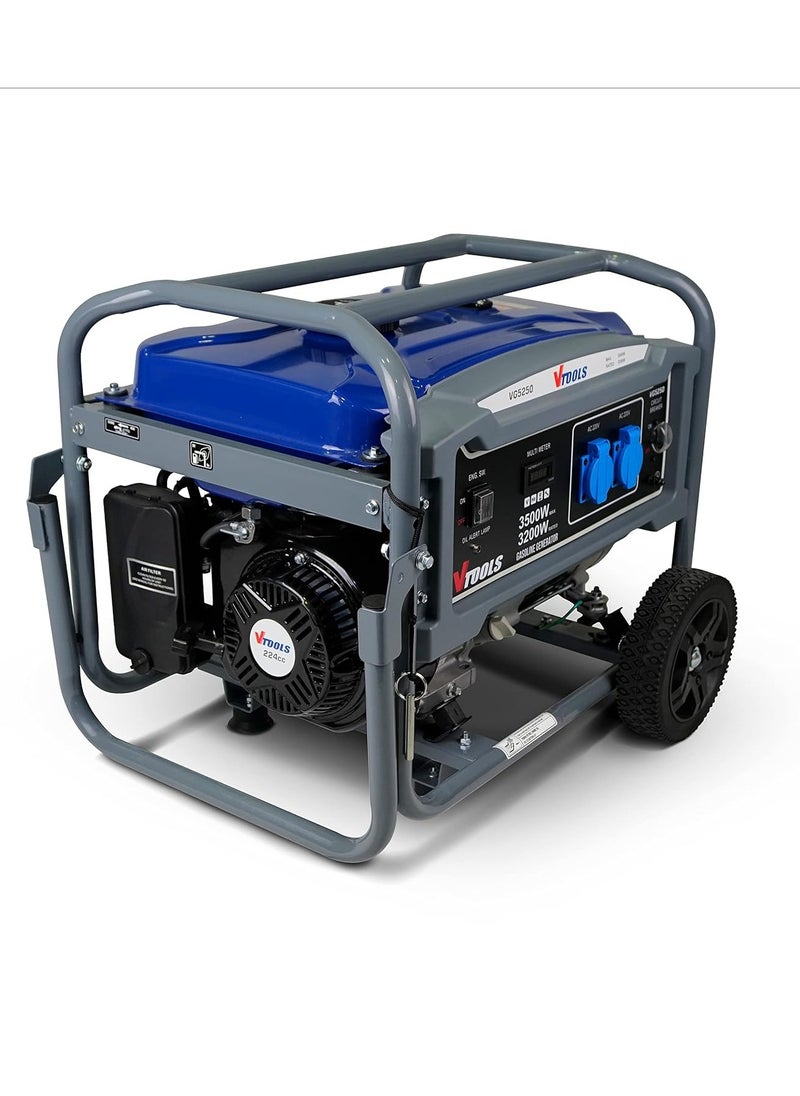 VTOOLS 3500 Watts Peak & 3200 Watts Rated Petrol or Gasoline Powered Generator(50 Hertz), Tank Capacity 15L, 8Hrs Run Time, 1 Year Warranty  - Image 1