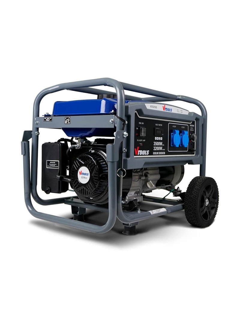 VTOOLS 3500 Watts Peak & 3200 Watts Rated Petrol or Gasoline Powered Generator(50 Hertz), Tank Capacity 15L, 8Hrs Run Time, 1 Year Warranty  - Image 4