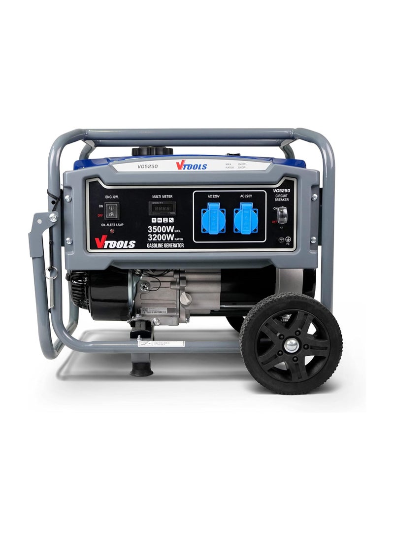 VTOOLS 3500 Watts Peak & 3200 Watts Rated Petrol or Gasoline Powered Generator(50 Hertz), Tank Capacity 15L, 8Hrs Run Time, 1 Year Warranty  - Image 3