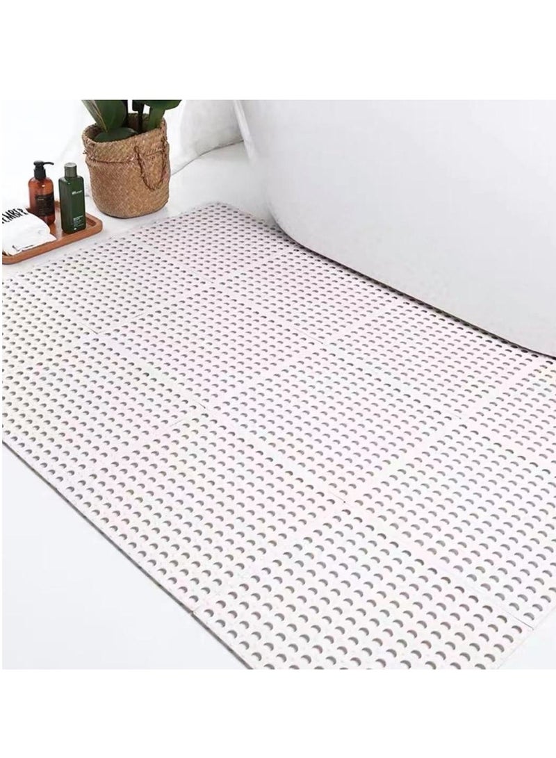 Bath Mat 12pcs Non-slip Mat Bathroom Mats Bathroom Rugs with Drain Holes Interlocking Soft PVC Floor Mats for Home Kitchen Bathroom Shower Pool Balcony(White) - Image 2