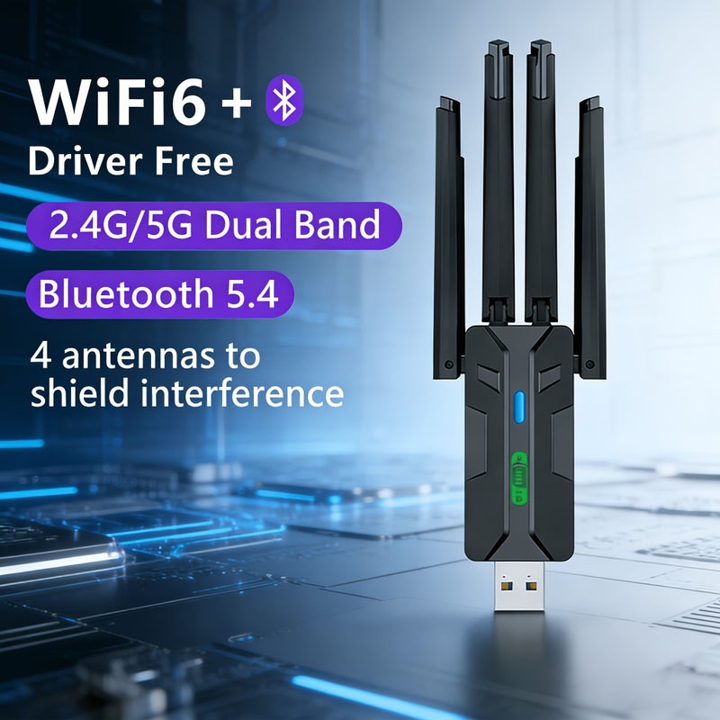 AX900 WiFi 6 USB Network Card 2 in 1 Dual Band with Bluetooth 5 4 Quad Antenna Driver Free - Image 1