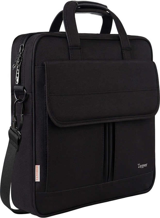 Taygeer Laptop Bag 15.6 Inch, Business Briefcase Gifts for Men Women, Water Resistant Messenger Shoulder Bag with Strap, Premium Office Bag, Carry On Laptop Case for Notebook/Computer/Laptop, Black - Image 1
