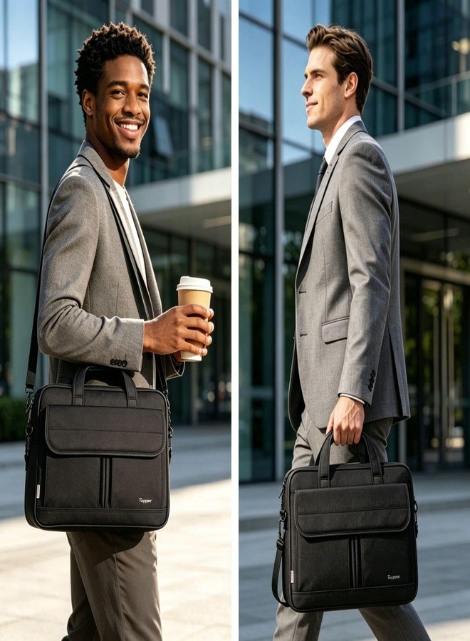 Taygeer Laptop Bag 15.6 Inch, Business Briefcase Gifts for Men Women, Water Resistant Messenger Shoulder Bag with Strap, Premium Office Bag, Carry On Laptop Case for Notebook/Computer/Laptop, Black - Image 2