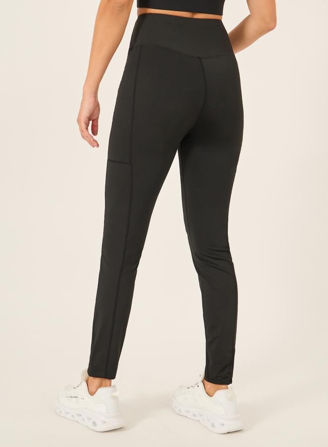 Styli Plain Leggings with Waist Zipper Pocket - Image 4