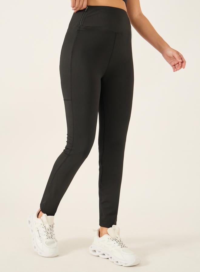 Styli Plain Leggings with Waist Zipper Pocket - Image 2