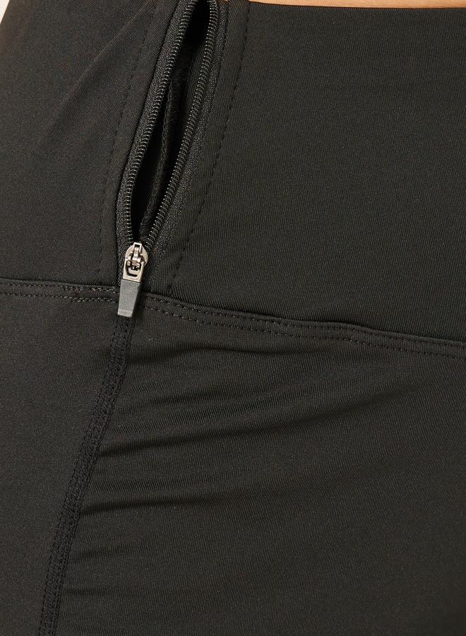 Styli Plain Leggings with Waist Zipper Pocket - Image 3